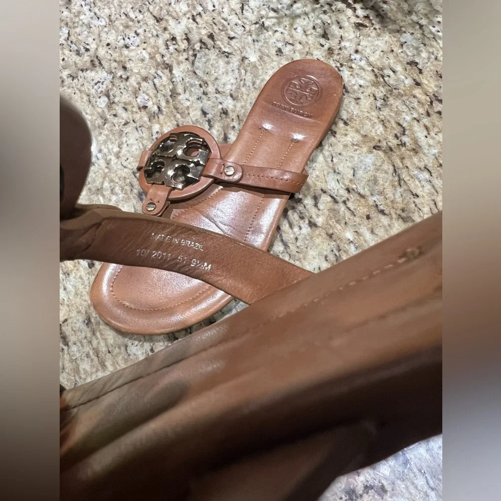 Tory Burch Metal Miller Tan/Brown Gold Sandal 9.5M